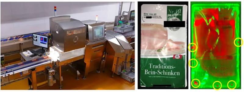 图 11:NIR 高光谱成像可以检测人眼无法检测到的包装热封区域中融化的油脂(图片由 Minebea 提供)