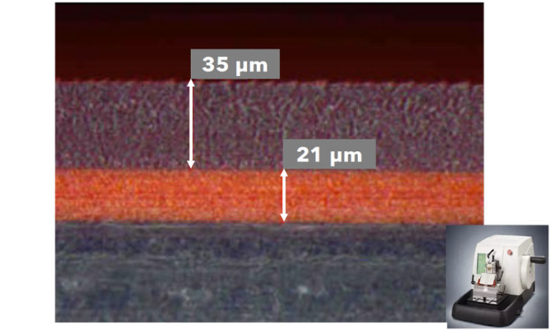显微镜下涂层厚度情况 显微镜下涂层厚度情况
