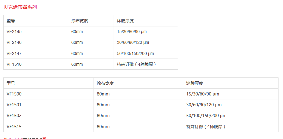 贝克涂布器参数