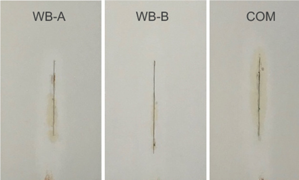 图 8 展示了 MC #1、MC #2 和 MC #3 系统在盐雾试验约 1000 小时后和用 800 号砂纸去除表面锈渍后的面板图像。