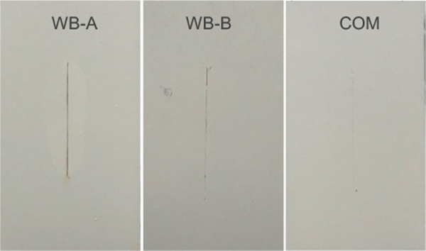图10 显示了 MC #1、MC #2 和 MC #3 系统在盐雾试验约1000 小时后应用于不锈钢基材的面板图像。三个系统均未观察到起泡或分层。
