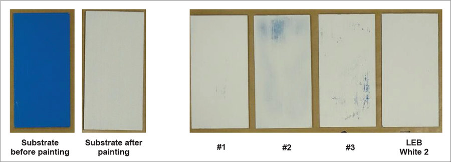 图5为喷淋试验前后带有白色底座的面板