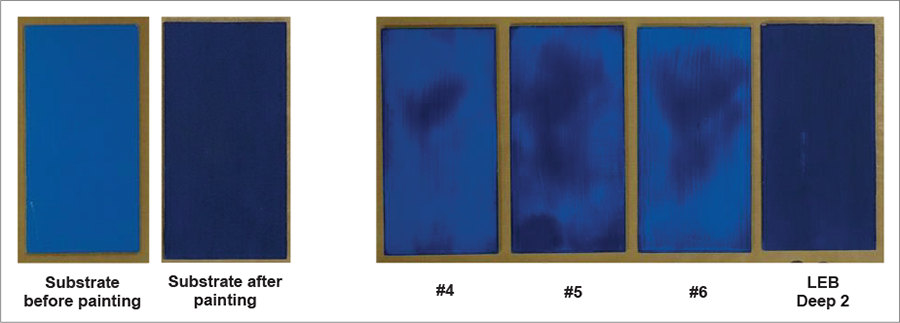图6为喷淋浴试验前后带有深底座的面板
